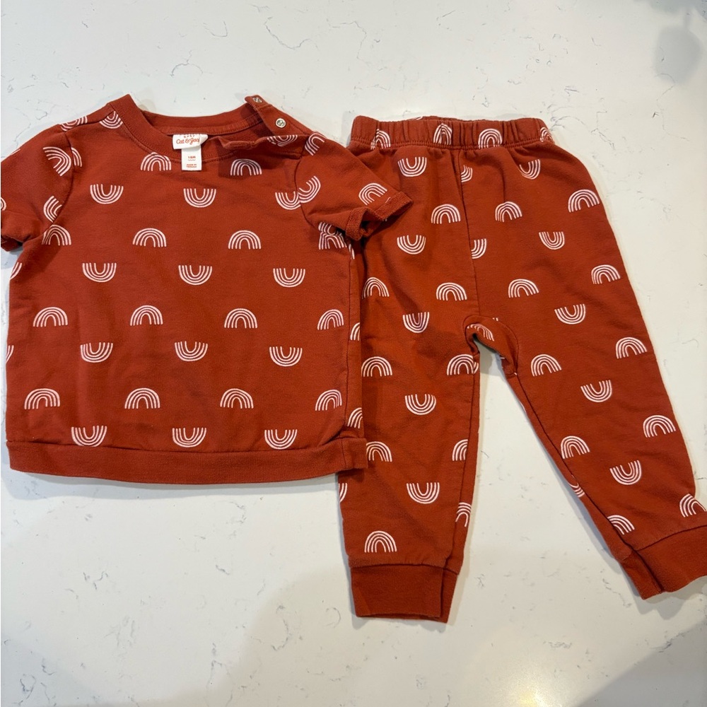 Cat & Jack Baby Boho Rainbow Short Sleeve Top & Jogger Set - 18M
